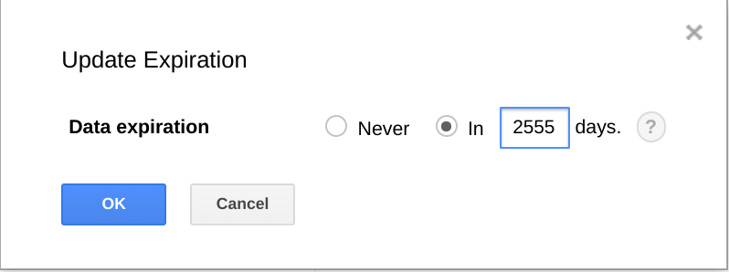 Screenshot of data expiration setting in BigQuery