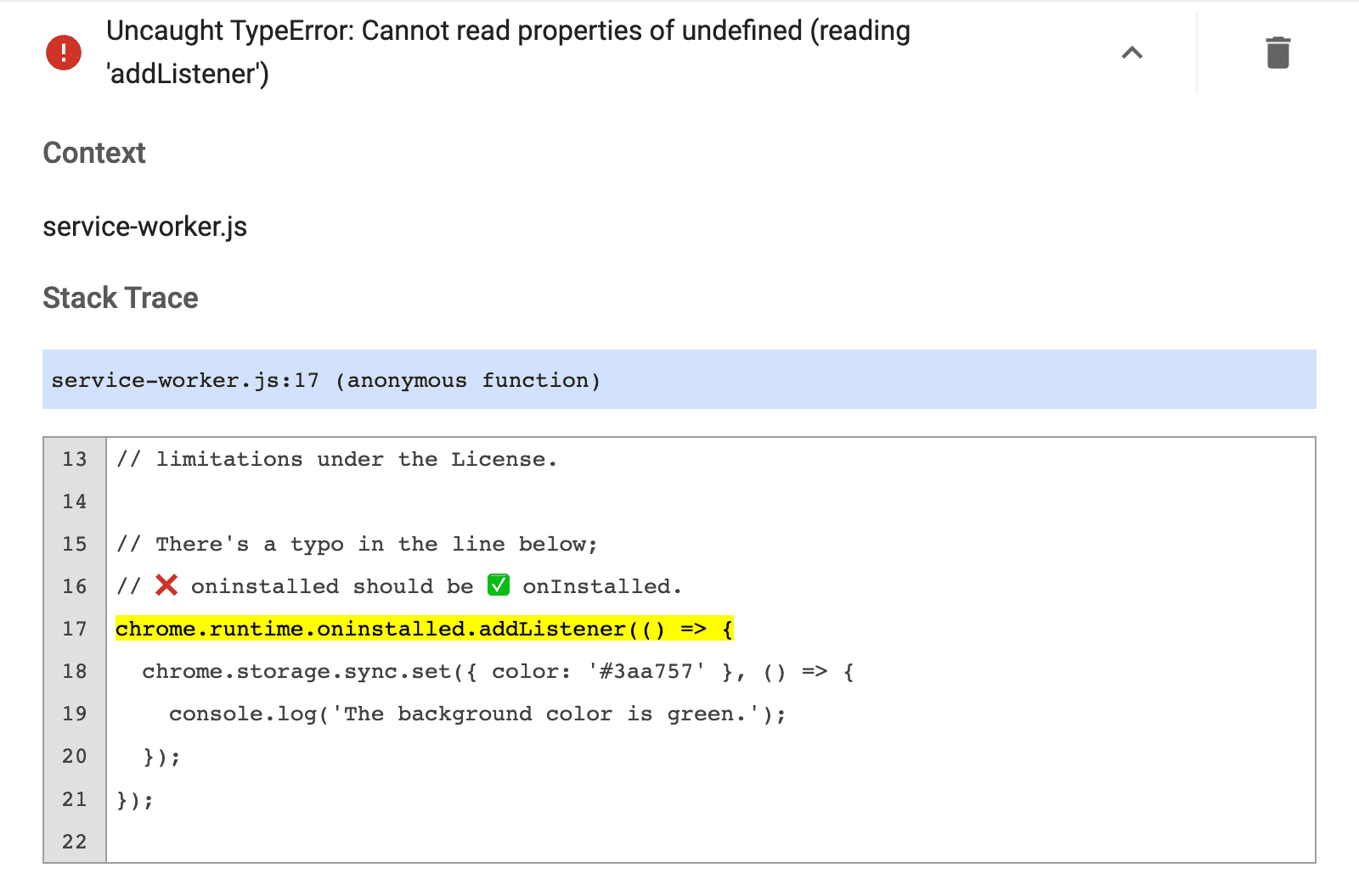 TypeError no detectado: No se pueden leer las propiedades del mensaje de error no definido.