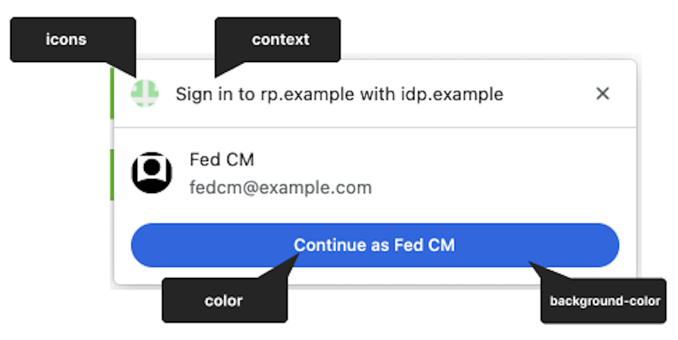 Application du branding dans la bo�te de dialogue FedCM