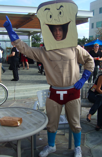 Powdered toast man dressed as Mike Leotta