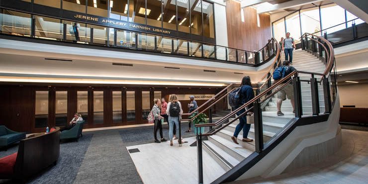 students in the school of law atrium