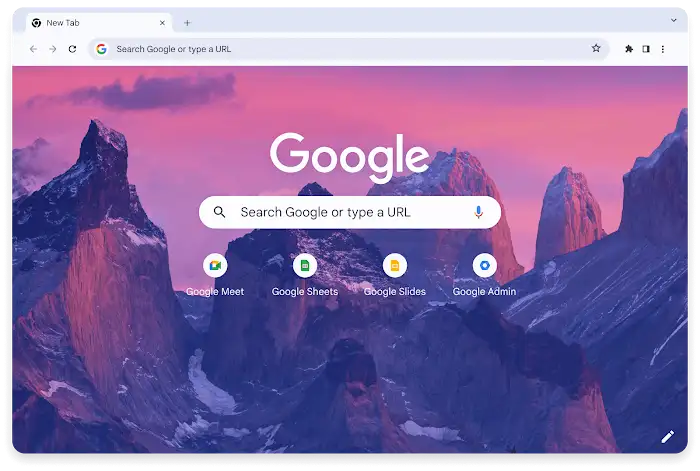 Google Chrome showing a new tab and a group of tabs in different colors.