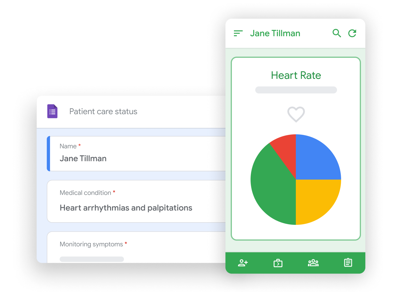 Illustratieve Workspace-afbeelding: een hartslagdiagram nader bekijken met Google AppSheets