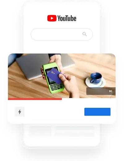 Reklama banky na YouTube s fotkou, na ktorej niekto platí mobilným telefónom