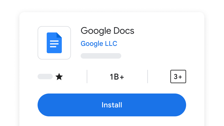 Pantalla de instalaci�n de la app de Documentos de Google