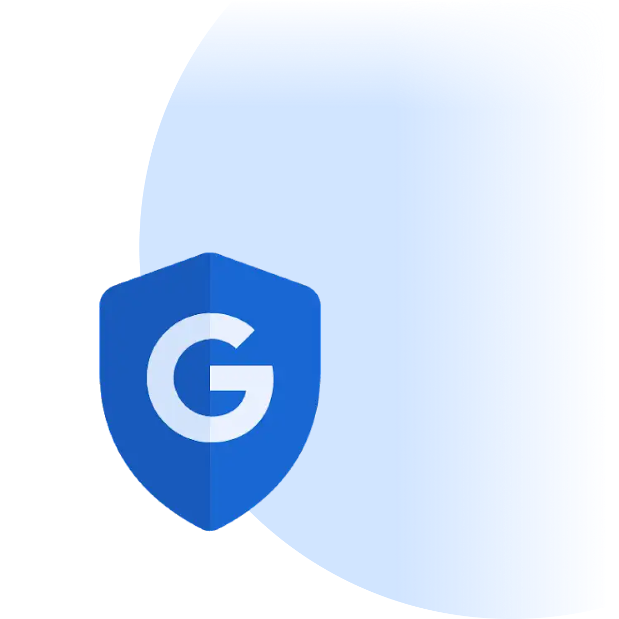 Blue shield with Google G logo