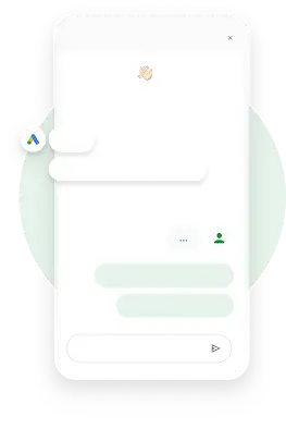 Ilustra��o de um smartphone usado pela ag�ncia ABC Advertising para conversar com um especialista do Google Ads.