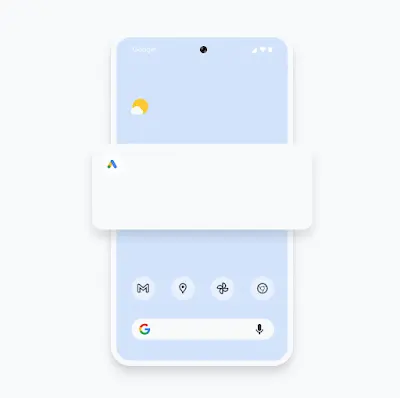 Ilustración de un teléfono que muestra una notificación de la aplicación para dispositivos móviles de Google Ads sobre un cambio en el nivel de optimización