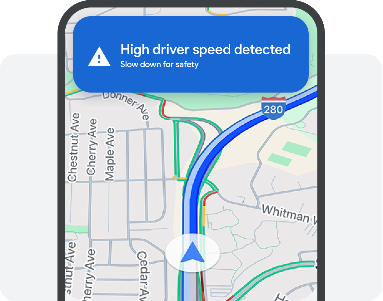 Mobile navigation app reporting high driving speed