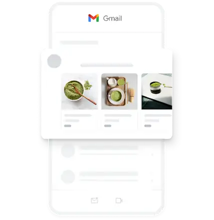 Exempel p� en Demand Gen-mobilannons i Gmail-appen med flera bilder p� ekologisk matcha.