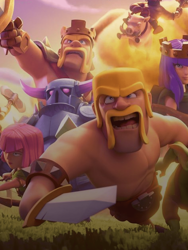 Instant�nea de varios personajes del juego Clash of Clans.