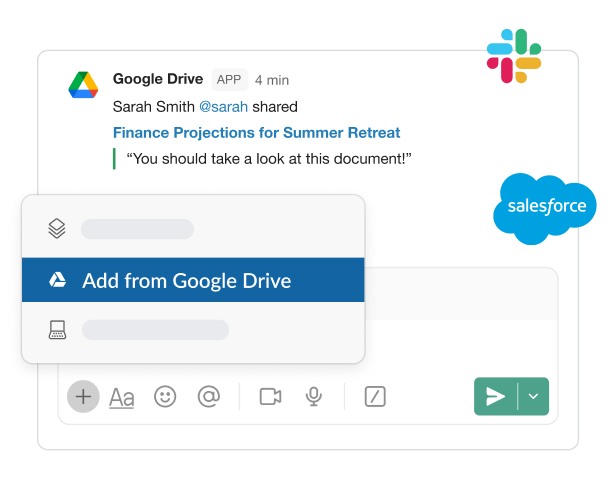 Ventana para importar un archivo desde Google Drive en una aplicaci�n de terceros como Salesforce
