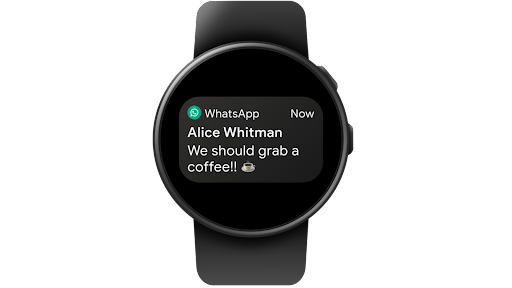 WhatsApp на умных часах Wear OS. Приложение используется для чтения сообщений и ответа на них.