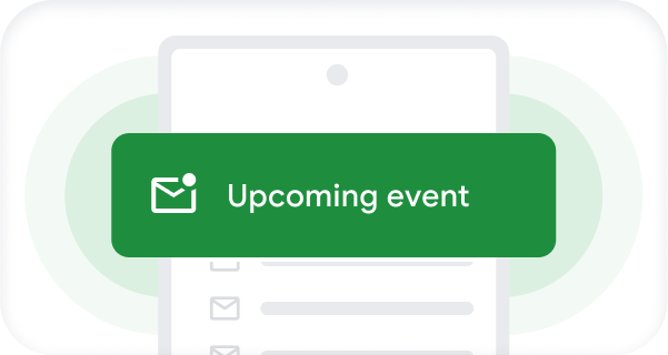 Una notificaci�n push en un m�vil con el texto "Upcoming event" (Pr�ximo evento) 