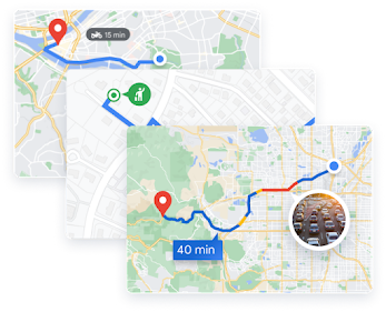 Three maps showing Routes capabilities