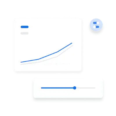 クリック率とコンバージョン率のグラフの UI。