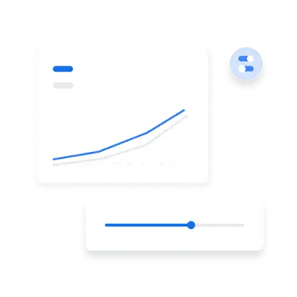 クリック率とコンバージョン率のグラフの UI。