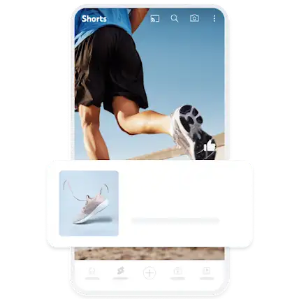 Exemple d’annonce de génération de la demande pour mobile promouvant des baskets, superposée à une vidéo YouTube Shorts