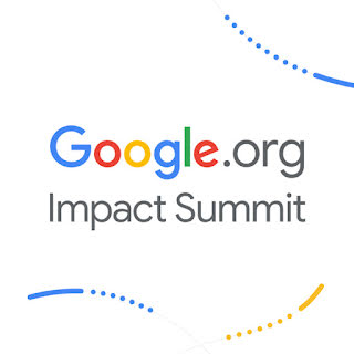 On-image text reads 'Google.org Impact Summit' with blue and yellow dot-and-dash illos.