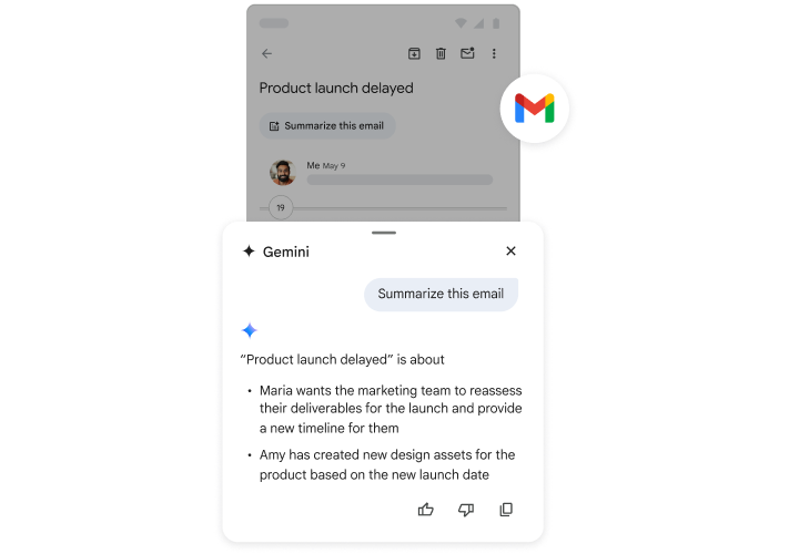 Gemini ayuda a alguien a resumir un correo electr�nico.