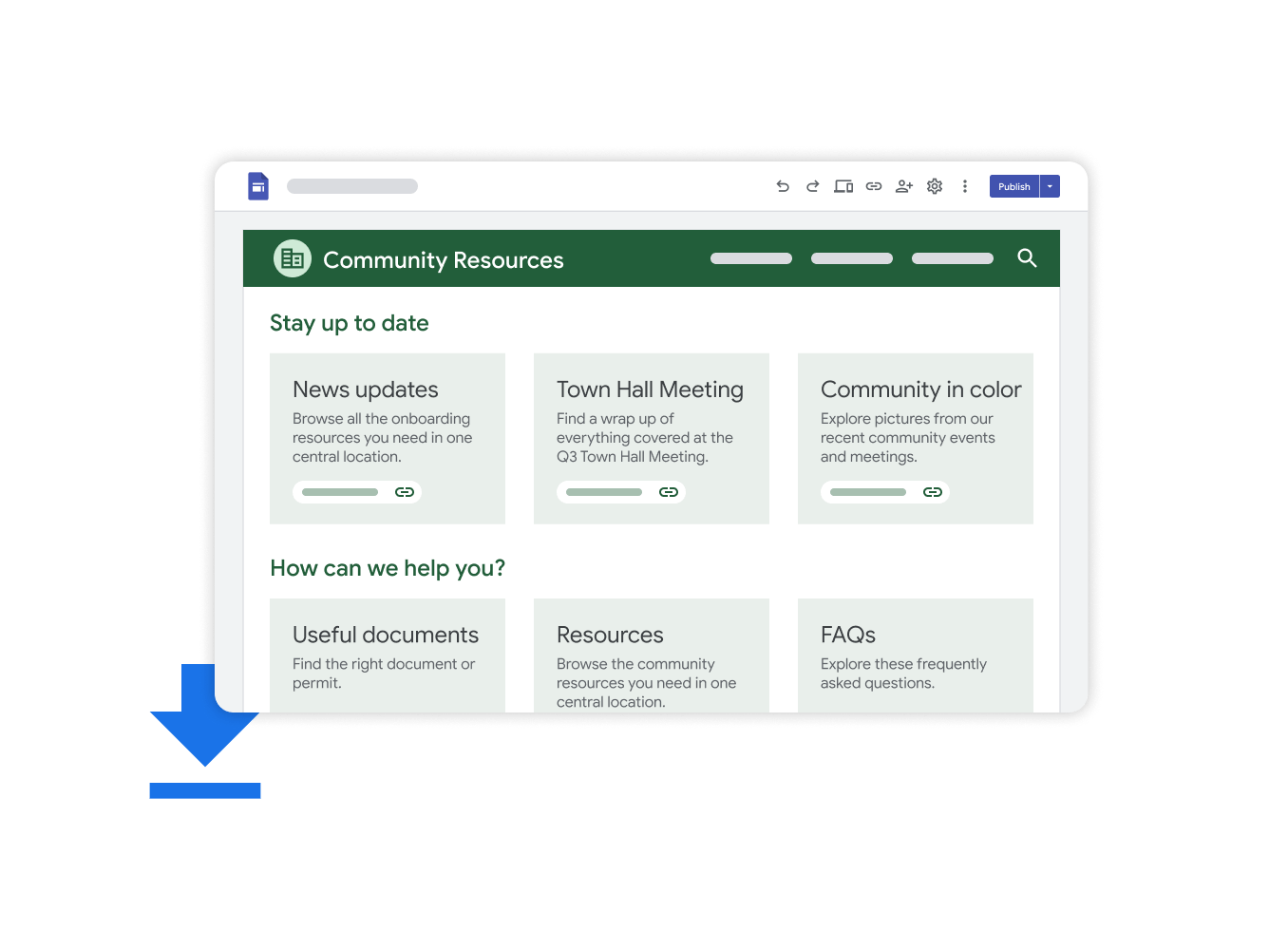 Workspace illustrative graphic – searching for a file in Google Drive