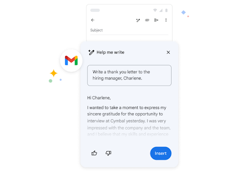 Google Gemini helping write an email.