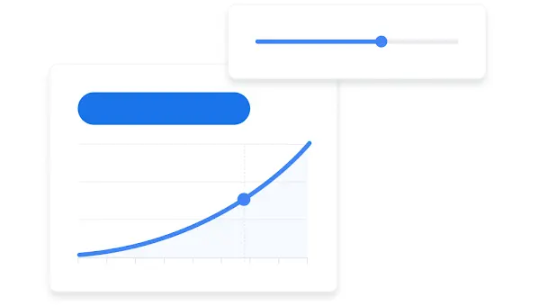 Google 広告のダッシュボード UI の、予算に基づくコンバージョン数を反映したグラフ。