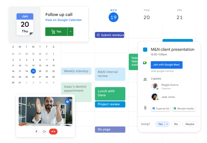 Google Workspace ile paylaşılabilir takvim.