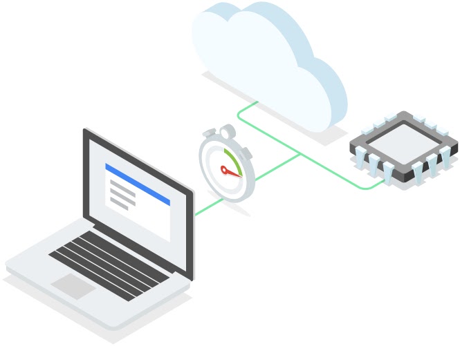 Imagen conceptual de un port�til conectado a la nube y a la m�quina virtual