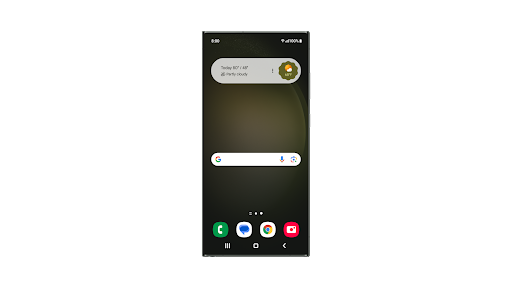 Sur l'�cran d'accueil d'un t�l�phone Android, le widget Aper�u de l'Assistant affiche la m�t�o et les informations sur vos prochains vols.