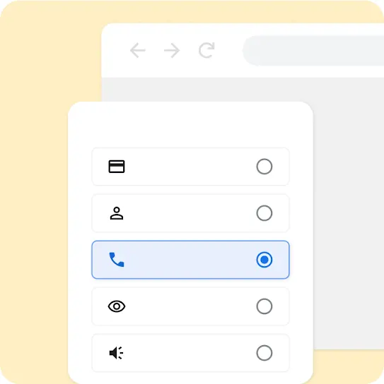 Signup flow UI showing a list of primary campaign goals and how to select one.