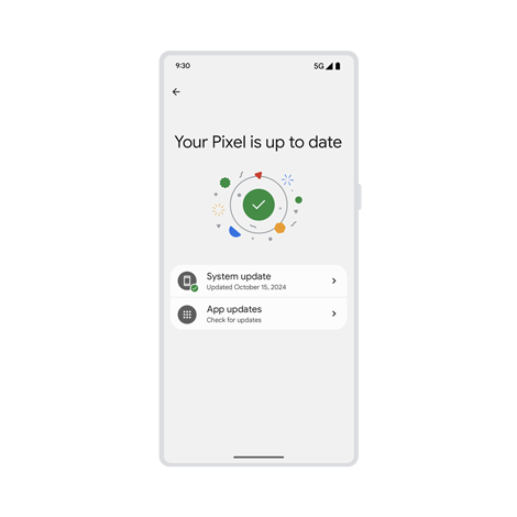 A Pixel phone that has just updated to Android 15