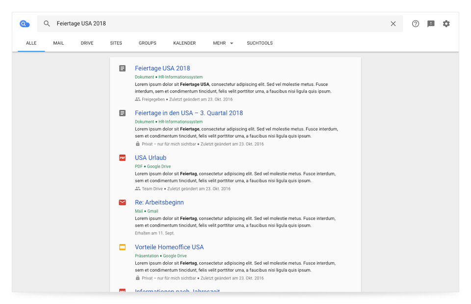 Cloud Search-Browseransicht