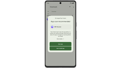 Android telefonda Google Play Protect bir uygulamayı taradıktan sonra zararlı olduğunu tespit edip engelliyor.