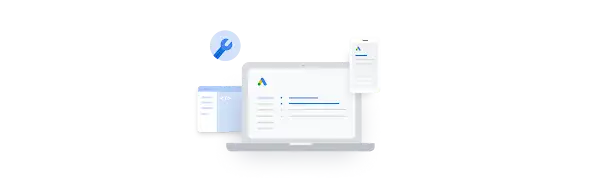 Illustration showing a tools interface across desktop, mobile and a control panel