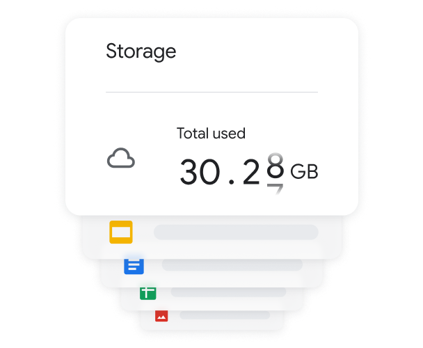 Indicating 30�gigabytes of storage used in Google Workspace