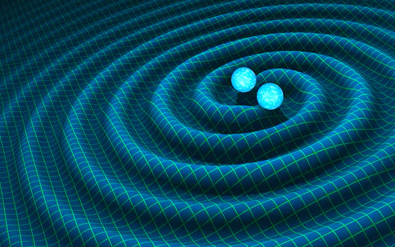 Dos cuerpos orbit�ndose mutuamente. Estos desplazan la gravedad a su alrededor.