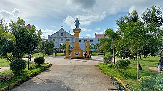 Plaza at Guiuan, Eastern Samar with the church in the background