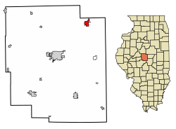 Location of Atlanta in Logan County, Illinois.