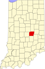 Map of Indiana highlighting Hancock County