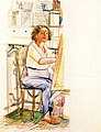 Self-Portrait at the Easel on the Balcony by Felka Platek