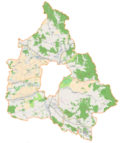 Mapa konturowa gminy wiejskiej Kłodzko, u góry znajduje się punkt z opisem „Siodłków”