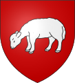 Arms of Ladev�ze-Rivi�re: gules a sheep pascuant