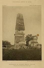 Monument to George Inglis, Chatak, showing the upper part twisted with respect to the base.