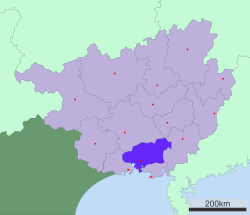 Location of Qinzhou City jurisdiction in Guangxi