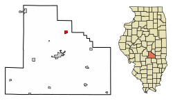 Location of Findlay in Shelby County, Illinois.