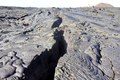 Cracked hardened lava flow on the island