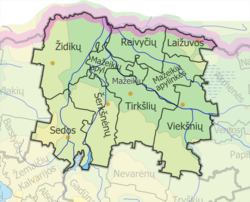 Map of elderships of the Mažeikiai district municipality