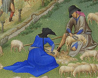 Sheep shearing, Les Tr�s Riches Heures du duc de Berry, c. 1410