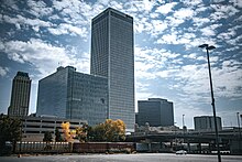 BOK Tower, Tulsa, Oklahoma, August 2023, viewed from M.L.K. Jr Blvd.